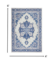 4’ X 6’ Gray And Blue Persian Medallion Area Rug