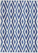 4’ X 6’ Ivory And Blue Diamond Area Rug