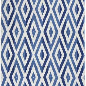 4’ X 6’ Ivory And Blue Diamond Area Rug