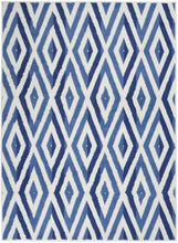 4’ X 6’ Ivory And Blue Diamond Area Rug