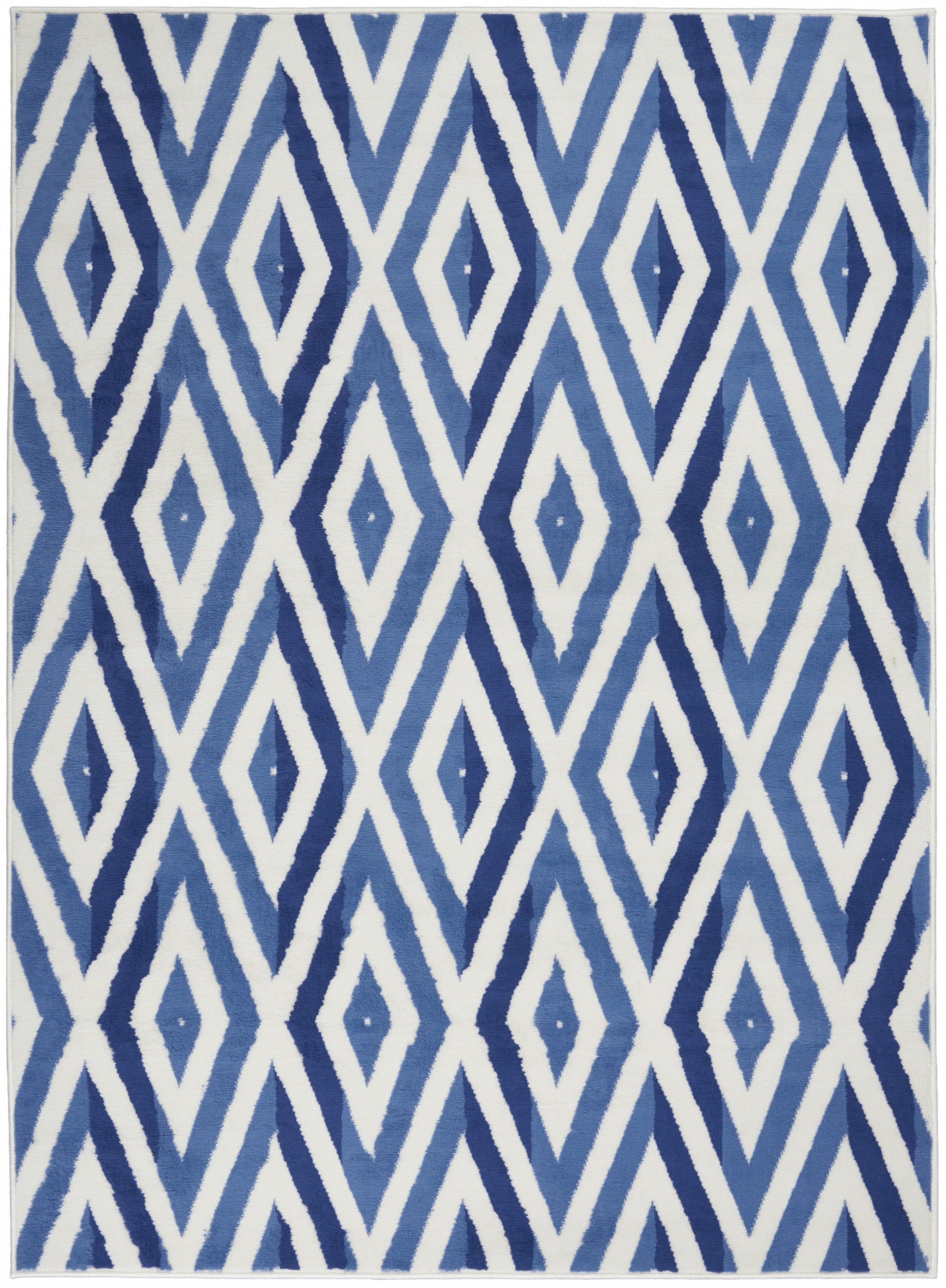 4’ X 6’ Ivory And Blue Diamond Area Rug