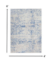 Gray And Blue Abstract Grids Area Rug - 4’ x 6’