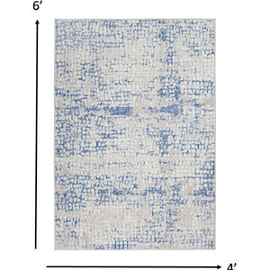 Gray And Blue Abstract Grids Area Rug - 4’ x 6’