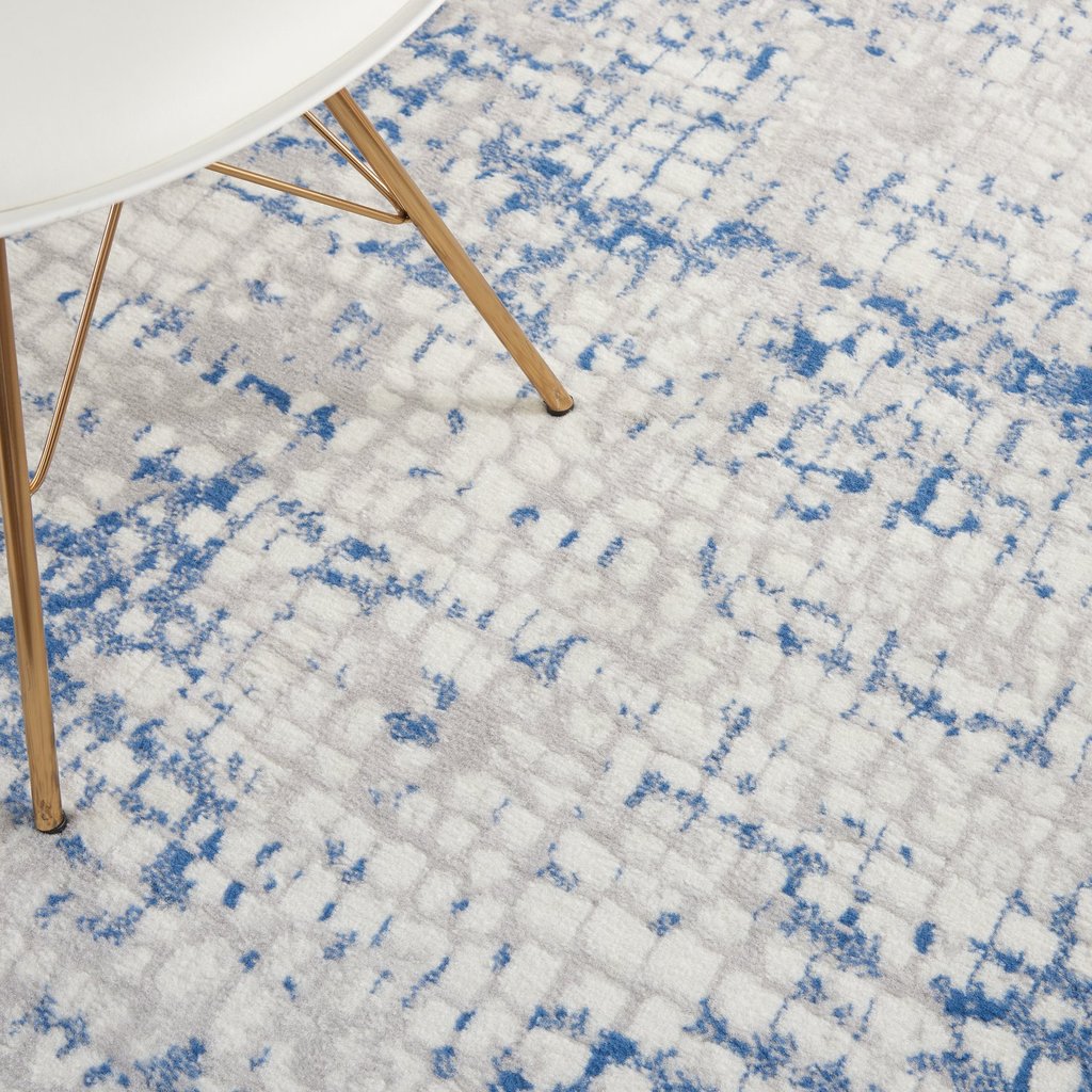 Gray And Blue Abstract Grids Area Rug - 4’ x 6’