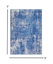 4’ X 6’ Blue And Ivory Abstract Splash Area Rug