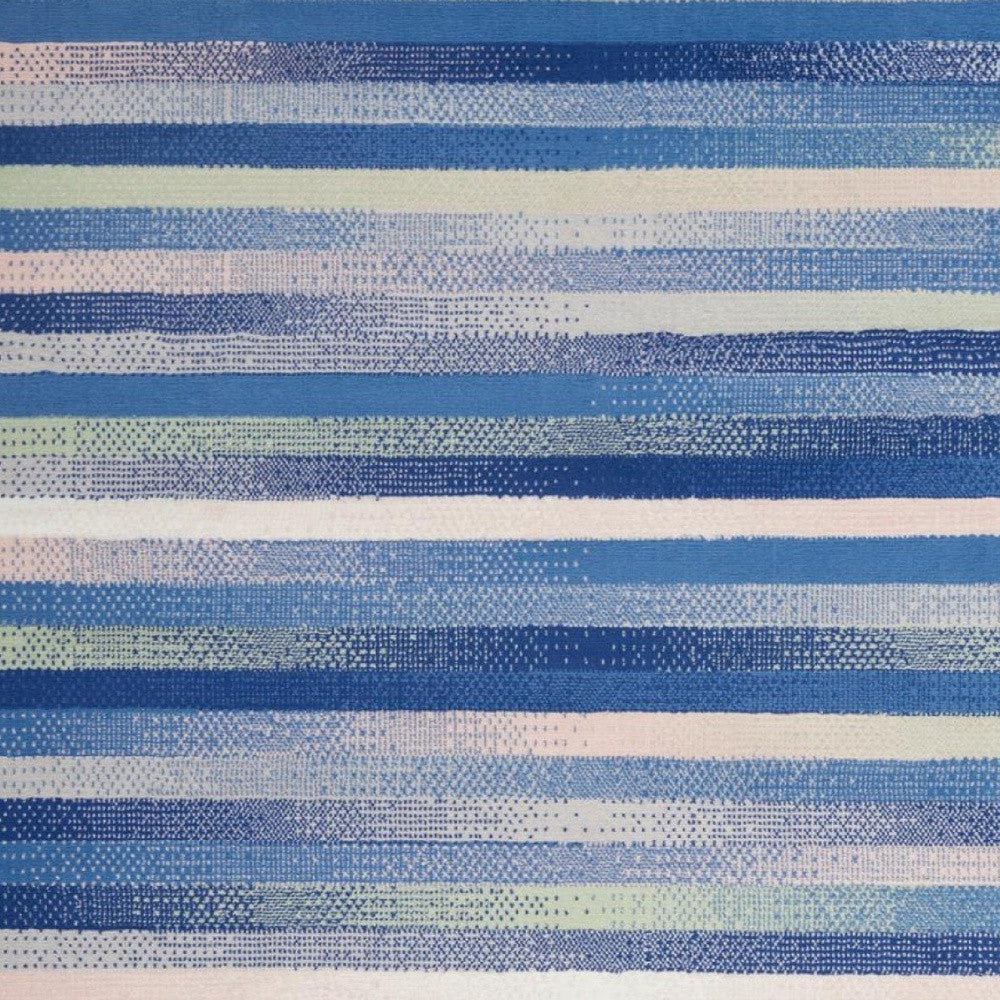 4’ X 6’ Blue And Ivory Halftone Stripe Area Rug