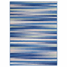 4’ X 6’ Blue And Ivory Halftone Stripe Area Rug