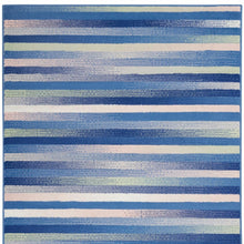 4’ X 6’ Blue And Ivory Halftone Stripe Area Rug