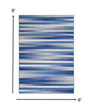 4’ X 6’ Blue And Ivory Halftone Stripe Area Rug