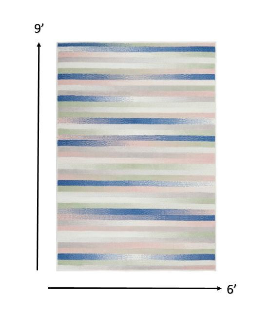 4’ X 6’ Ivory Halftone Stripe Area Rug