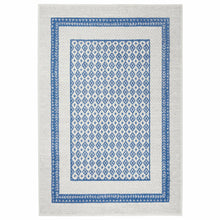 4’ X 6’ Ivory And Blue Geometric Area Rug