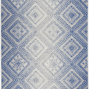 4’X6’ Ivory And Blue Lattice Area Rug
