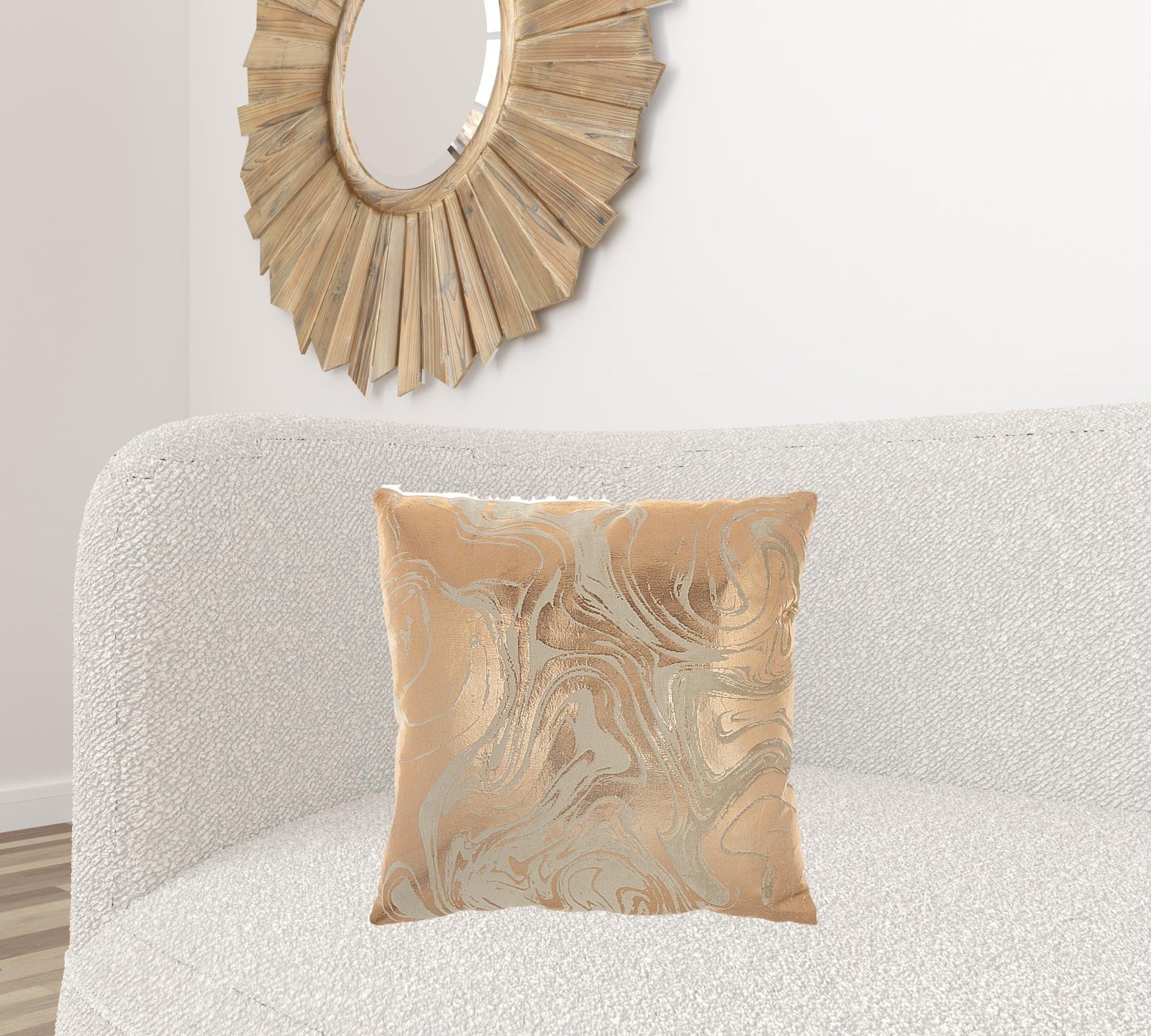 Pink Accent Throw Pillow With Rose Gold Swirl Design