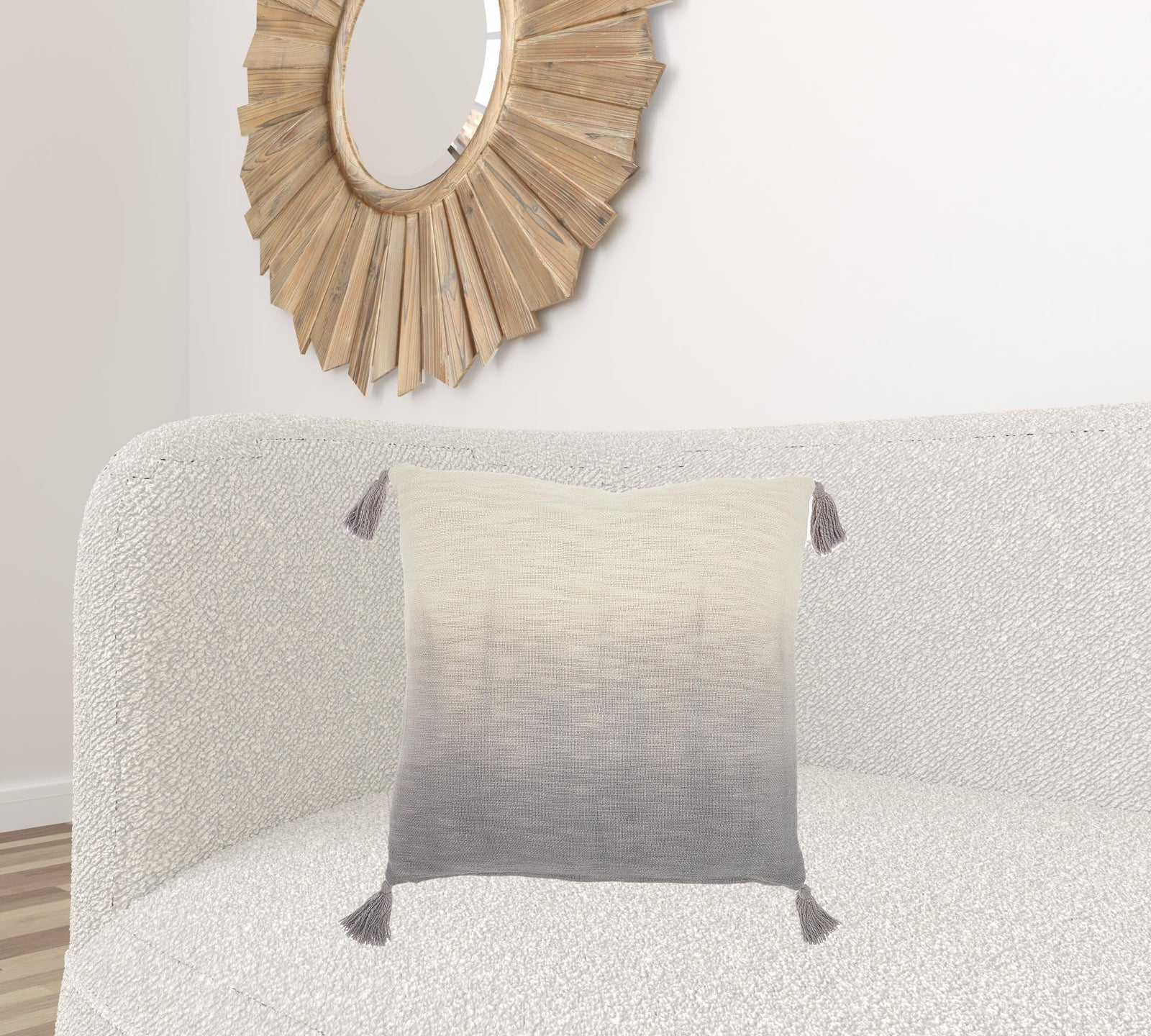 Gray Ombre Tasseled Throw Pillow