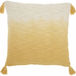 22" Yellow Ombre Tasseled Throw Pillow