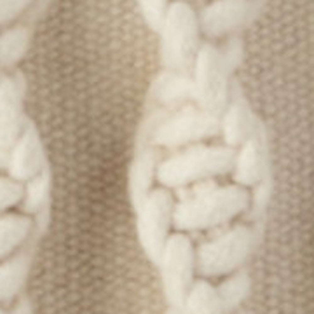 18" Boho Ivory Macrame Round Pouf Ottoman