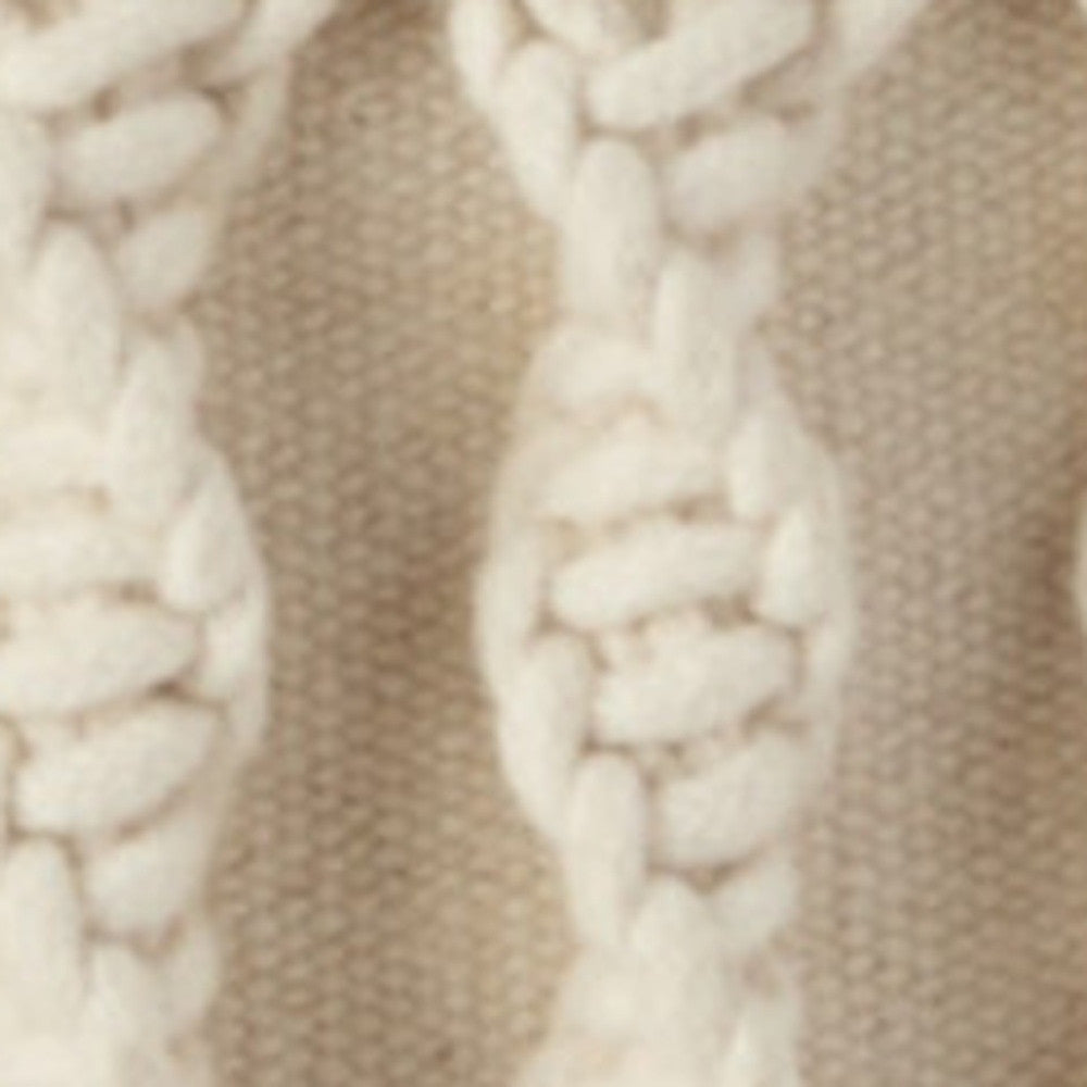 18" Boho Ivory Macrame Round Pouf Ottoman