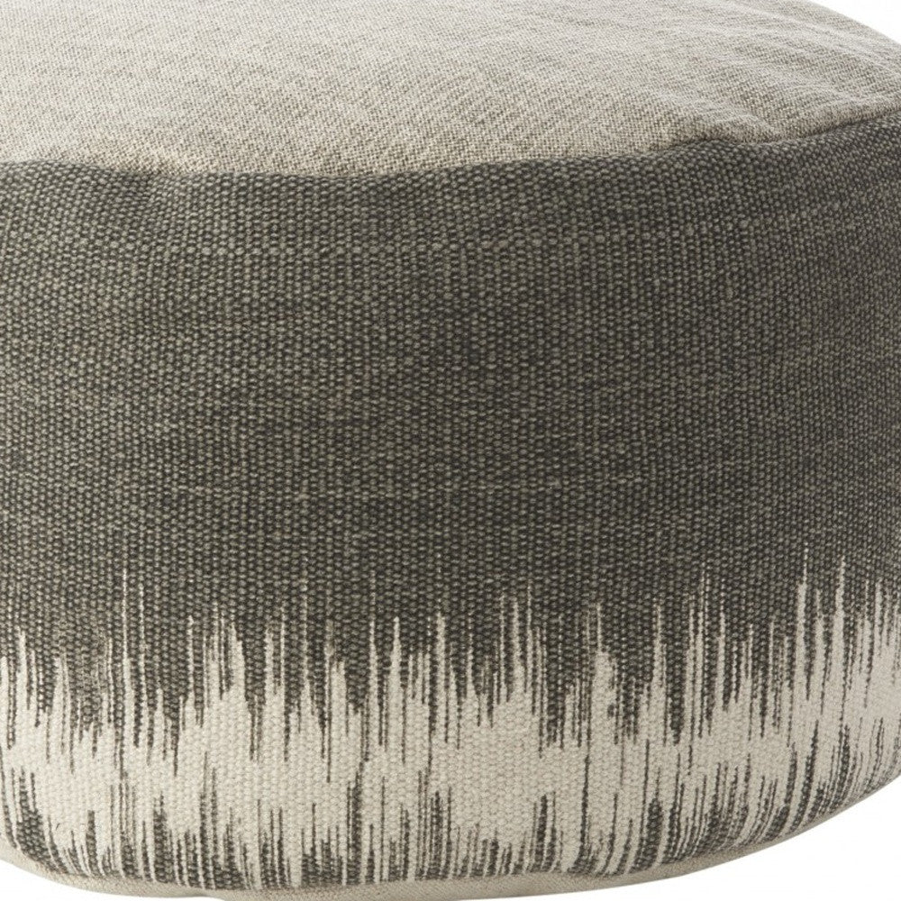 20"  Dark Grey Abstract Round Pouf Ottoman