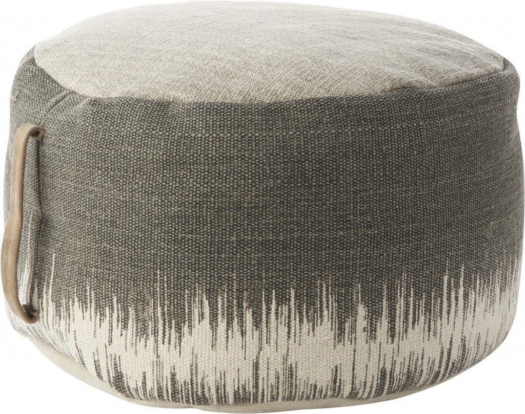 20"  Dark Grey Abstract Round Pouf Ottoman