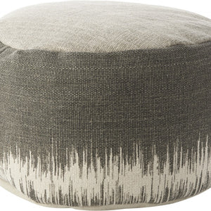 20"  Dark Grey Abstract Round Pouf Ottoman