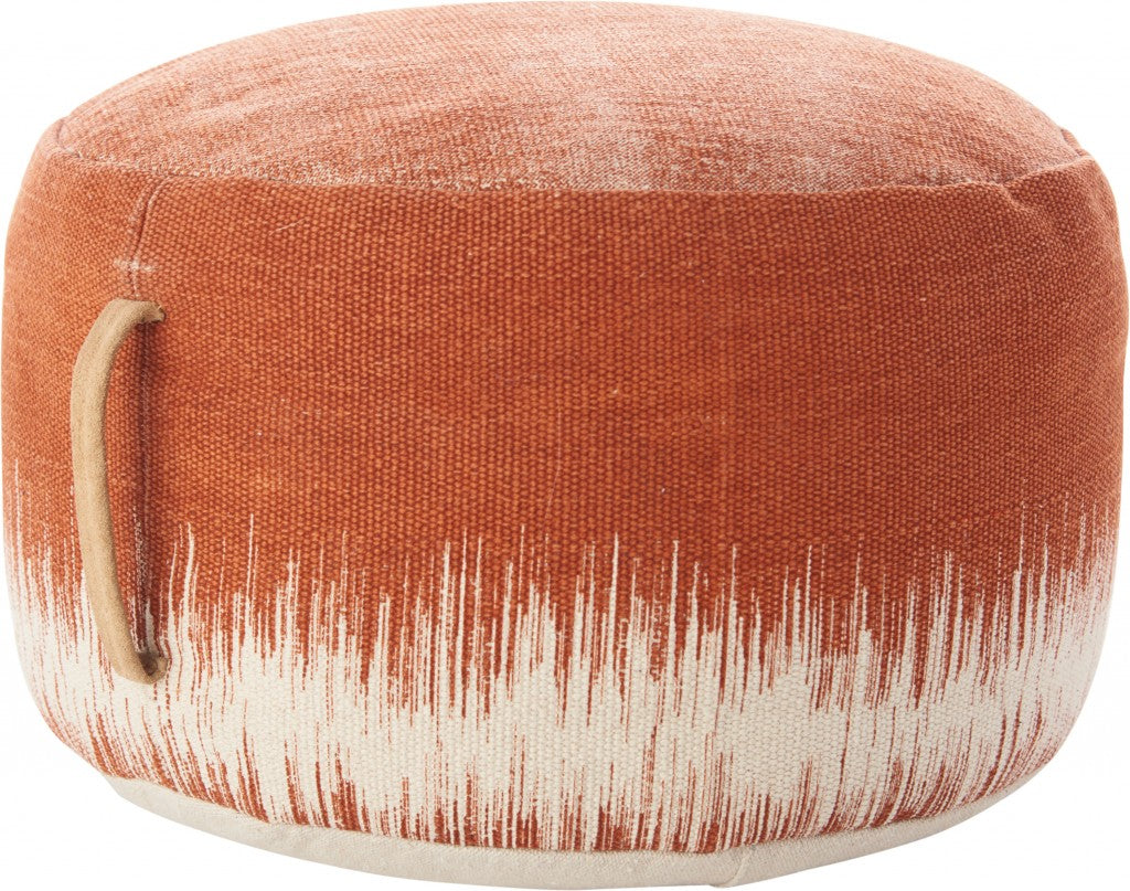 Terra Cotta And Abstract Round Pouf Ottoman 20"