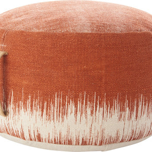 Terra Cotta And Abstract Round Pouf Ottoman 20"