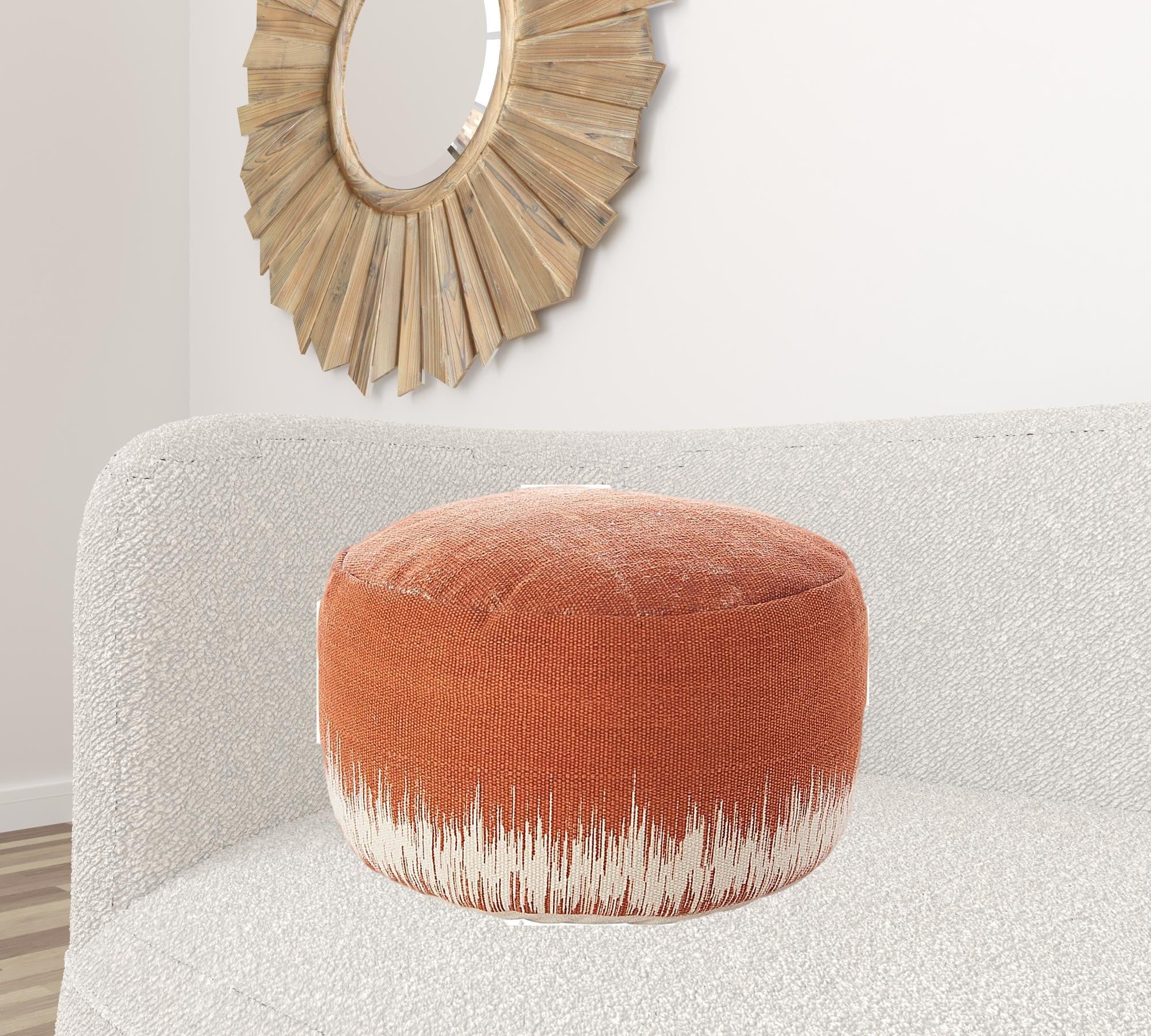 Terra Cotta And Abstract Round Pouf Ottoman 20"