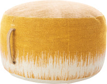 Rustic Yellow Abstract Round Pouf Ottoman 20