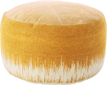 Rustic Yellow Abstract Round Pouf Ottoman 20