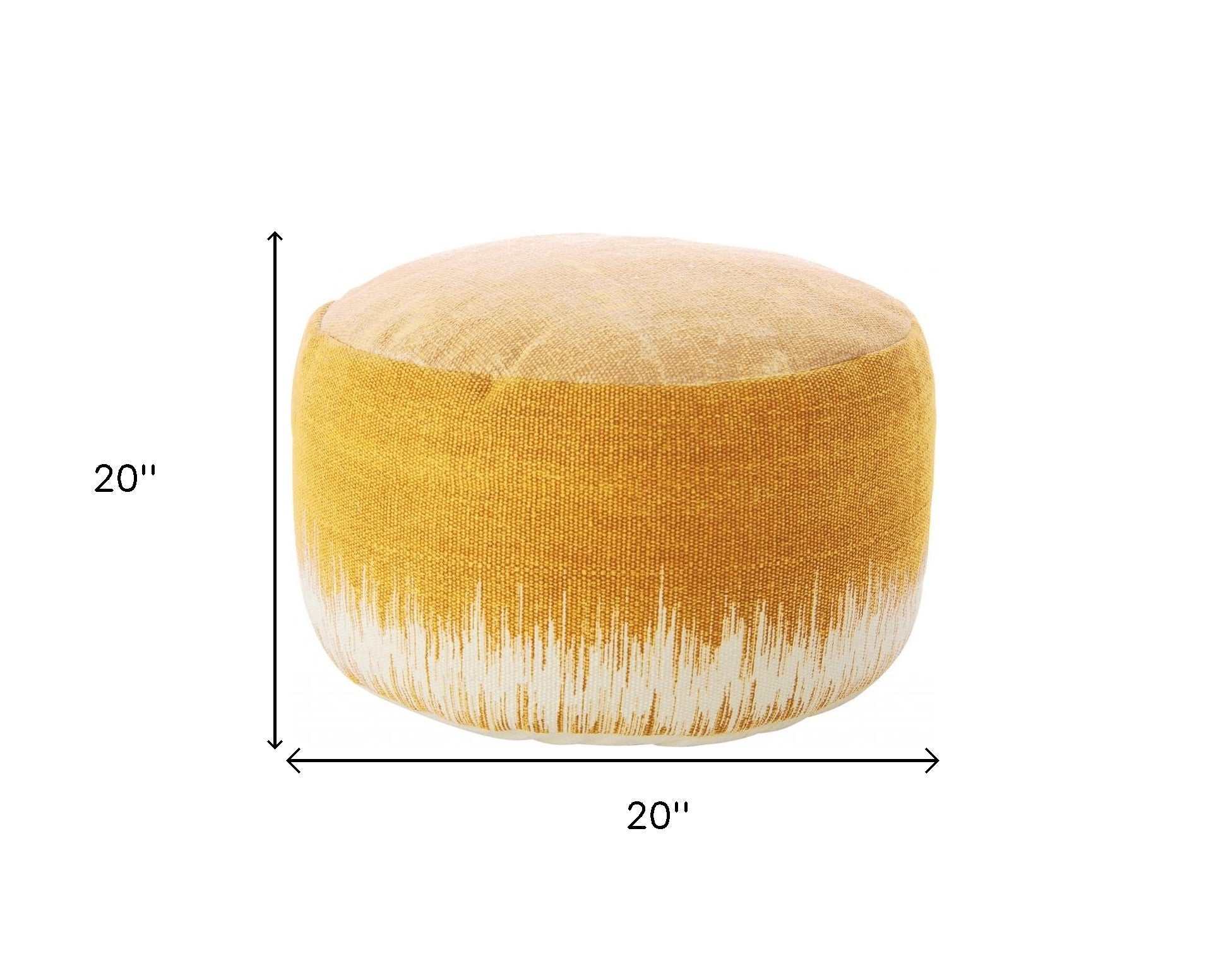 Rustic Yellow Abstract Round Pouf Ottoman 20"