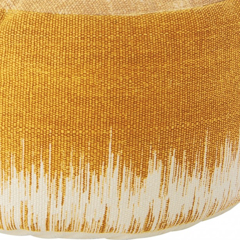 Rustic Yellow Abstract Round Pouf Ottoman 20"