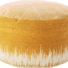 Rustic Yellow Abstract Round Pouf Ottoman 20