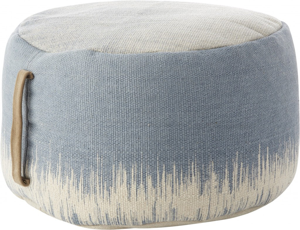 20"  Blue Abstract Round Pouf Ottoman