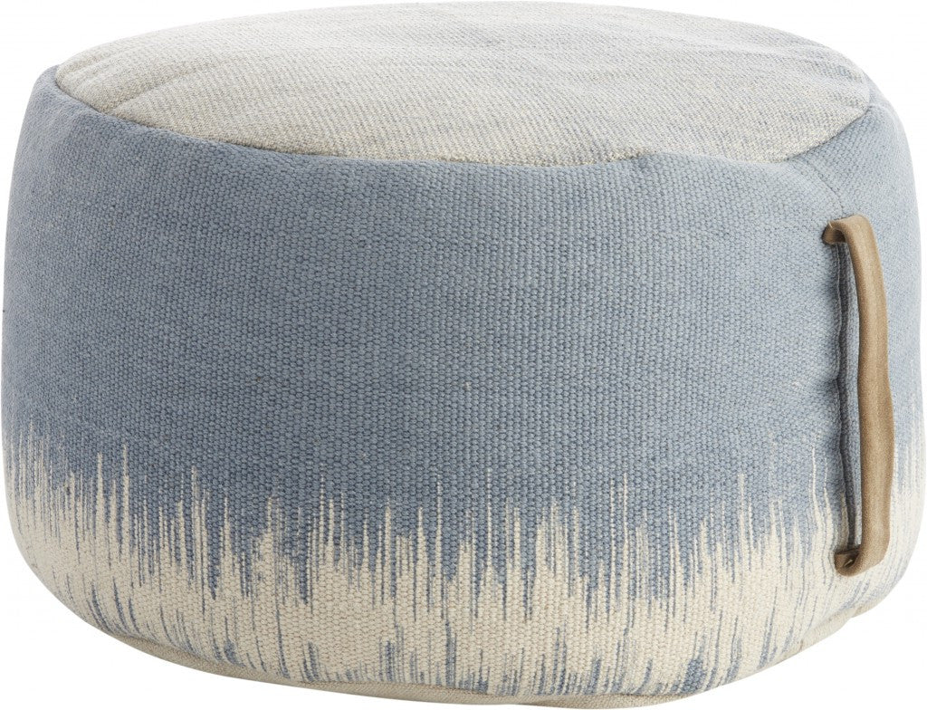 20"  Blue Abstract Round Pouf Ottoman