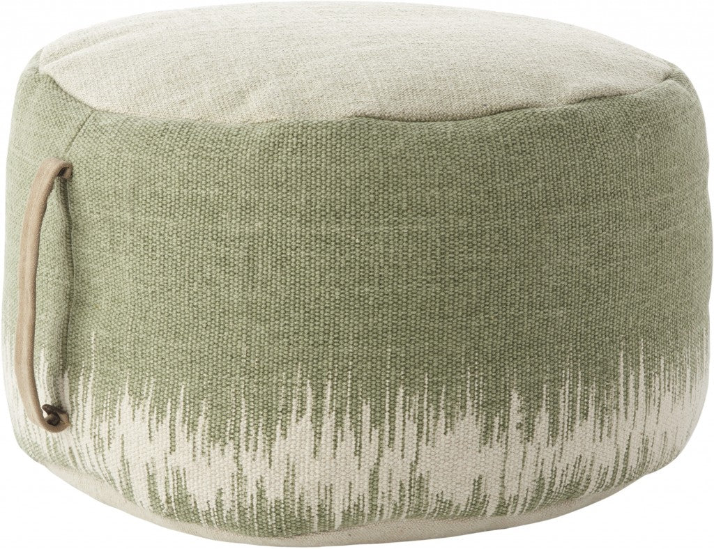 Sage Green Abstract Round Pouf Ottoman 20"