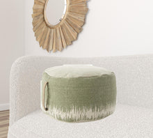 Sage Green Abstract Round Pouf Ottoman 20