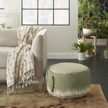 Sage Green Abstract Round Pouf Ottoman 20