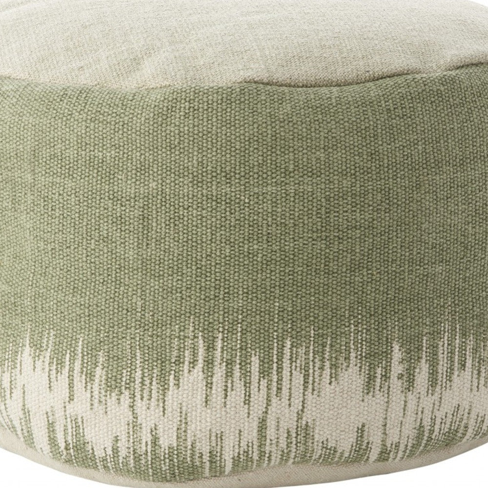 Sage Green Abstract Round Pouf Ottoman 20"