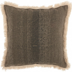 Textured Cotton Charcoal Accent Throw Pillow