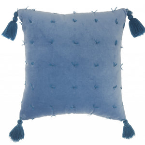 Blue Thread Detailed Throw Pillow