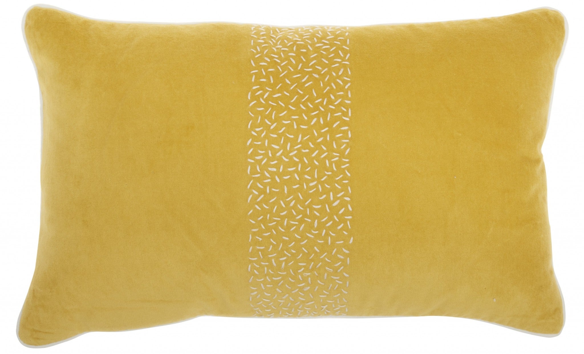 Yellow Lumbar Pillow With Center Pattern
