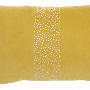 Yellow Lumbar Pillow With Center Pattern