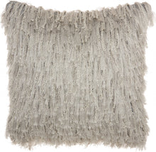 Soft Light Grey Shag Accent Pillow