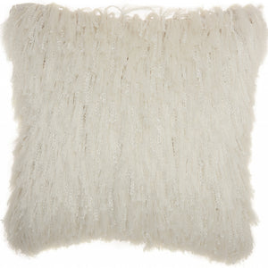 Soft White Shag Accent Pillow
