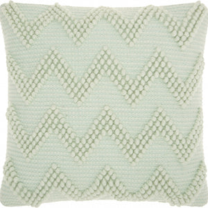 Boho Seafoam Green Textural Chevron Throw Pillow