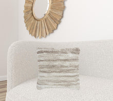 Petite Taupe And White Striped Throw Pillow