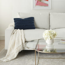 Dark Blue Pom-Pom Detailed Lumbar Pillow