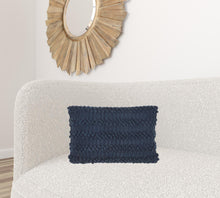 Dark Blue Pom-Pom Detailed Lumbar Pillow