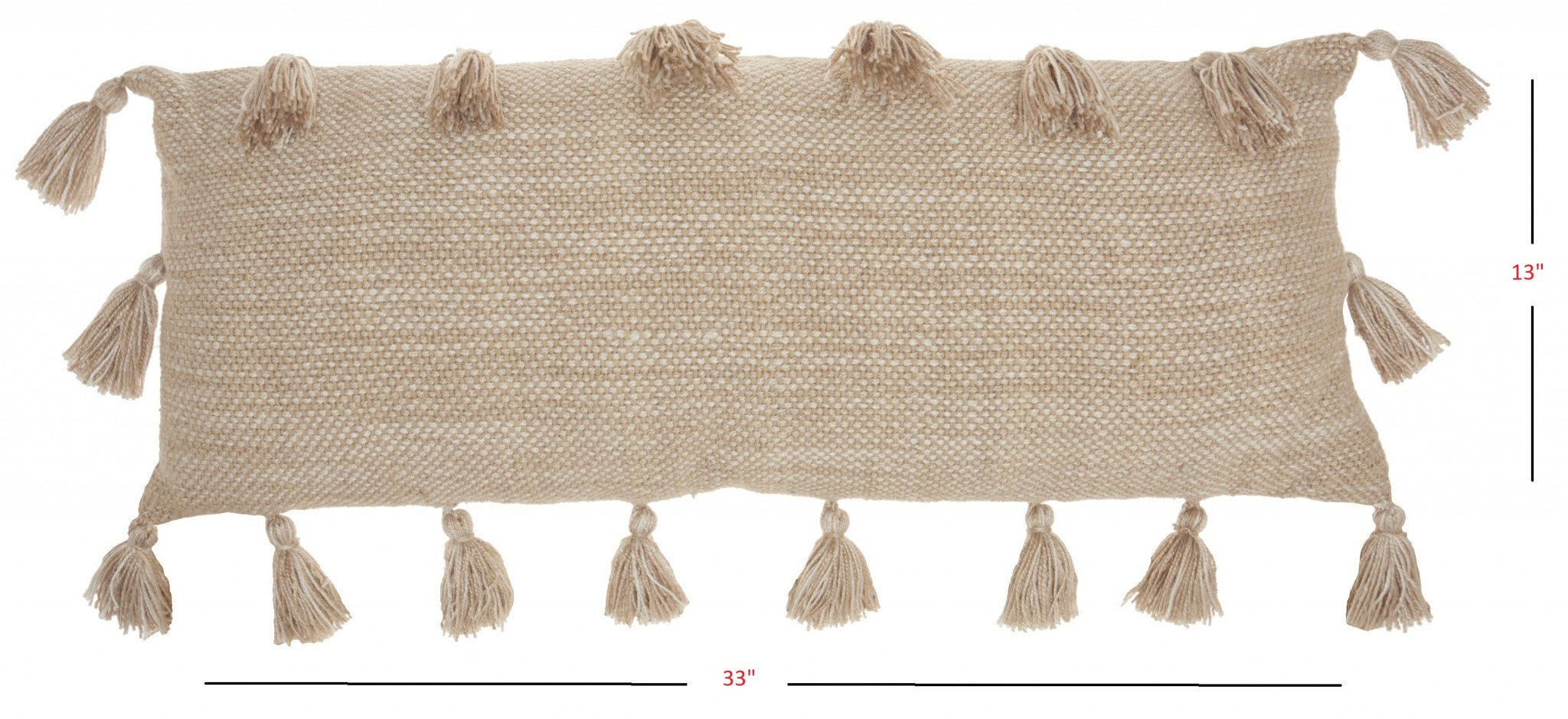 Off White Tasseled Lumbar Pillow