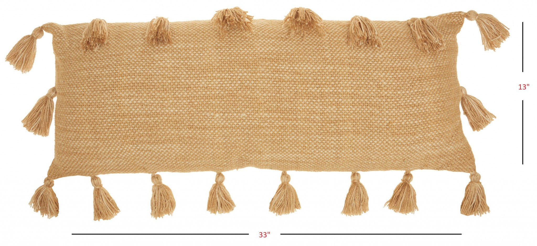 Almohada lumbar con borlas amarillas